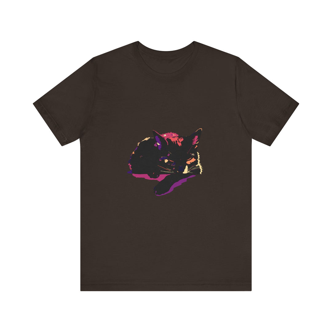 Black Cat Mystery - Colorful Sleep T-Shirt with a vibrant design and cozy fit perfect for a good night's sleep