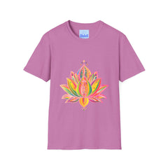 Lotus Mandala Unisex T-Shirt - Hand-Drawn Unique Design - Blululi - Stylish and comfortable t-shirt featuring a beautiful hand-drawn lotus mandala design suitable for both men and women