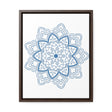 Vertical steel blue mandala handmade art design on gallery canvas wraps