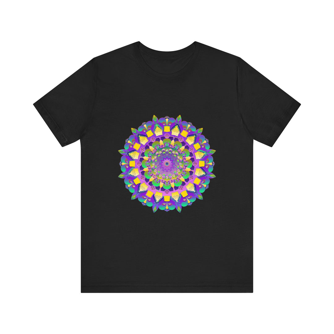 Vibrant Mandala Tee with intricate design and vibrant colors promoting peace and harmony, perfect for expressing your unique style and positive energy