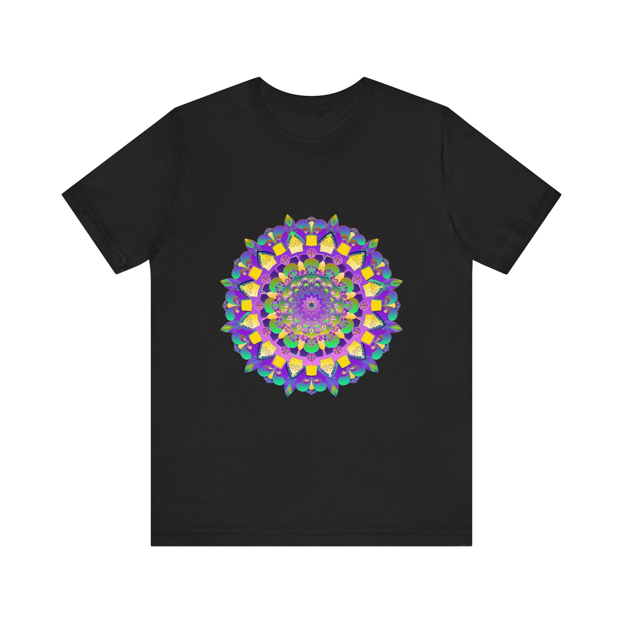 Vibrant Mandala Tee with intricate design and vibrant colors promoting peace and harmony, perfect for expressing your unique style and positive energy