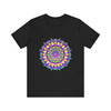 Vibrant Mandala Tee with intricate design and vibrant colors promoting peace and harmony, perfect for expressing your unique style and positive energy