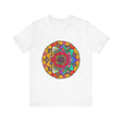 Vibrant Mandala Tee with Blue and Purple Spiritual Design