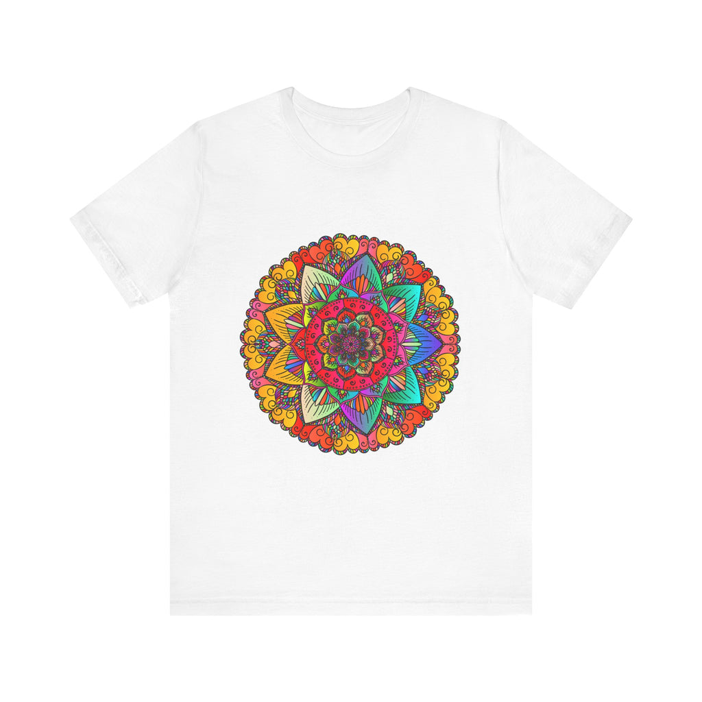 Vibrant Mandala Tee with Blue and Purple Spiritual Design