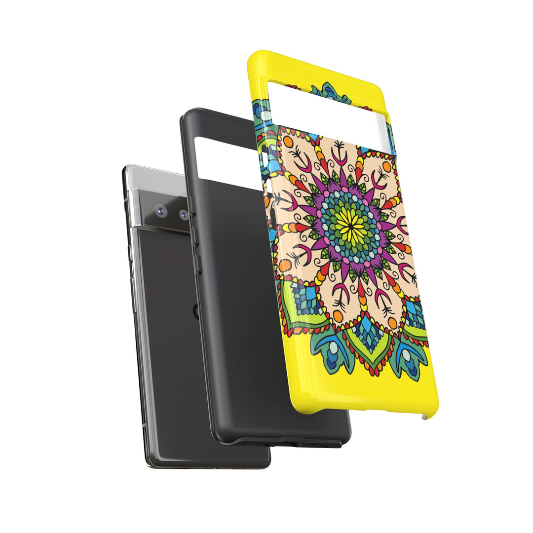 Intricate Floral Yellow Phone Case for Bold Protection and Style