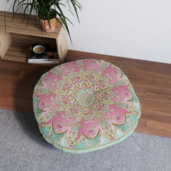Pink Mandala Tufted Floor Pillow