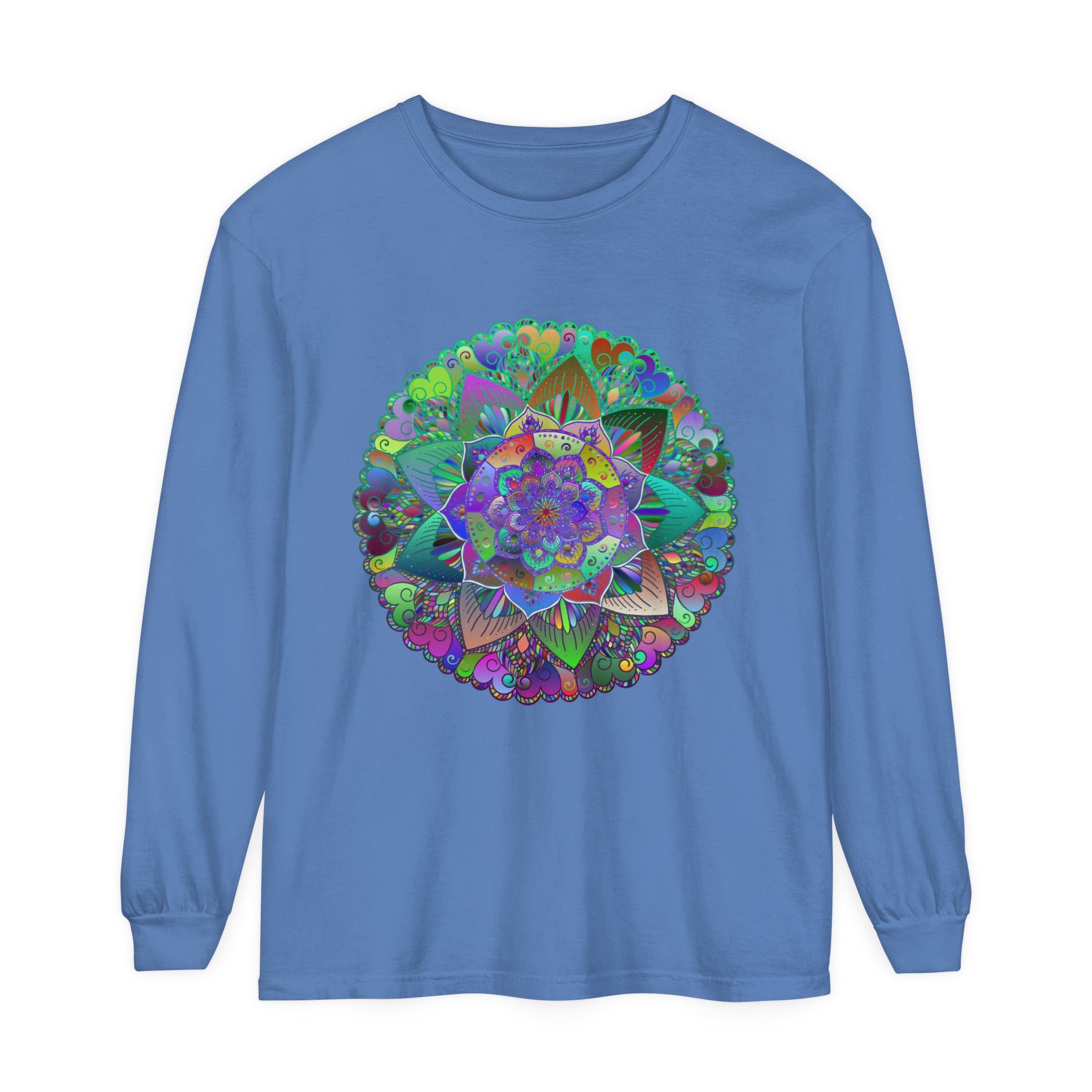 Colorful and intricate mandala design long sleeve t-shirt for men and women