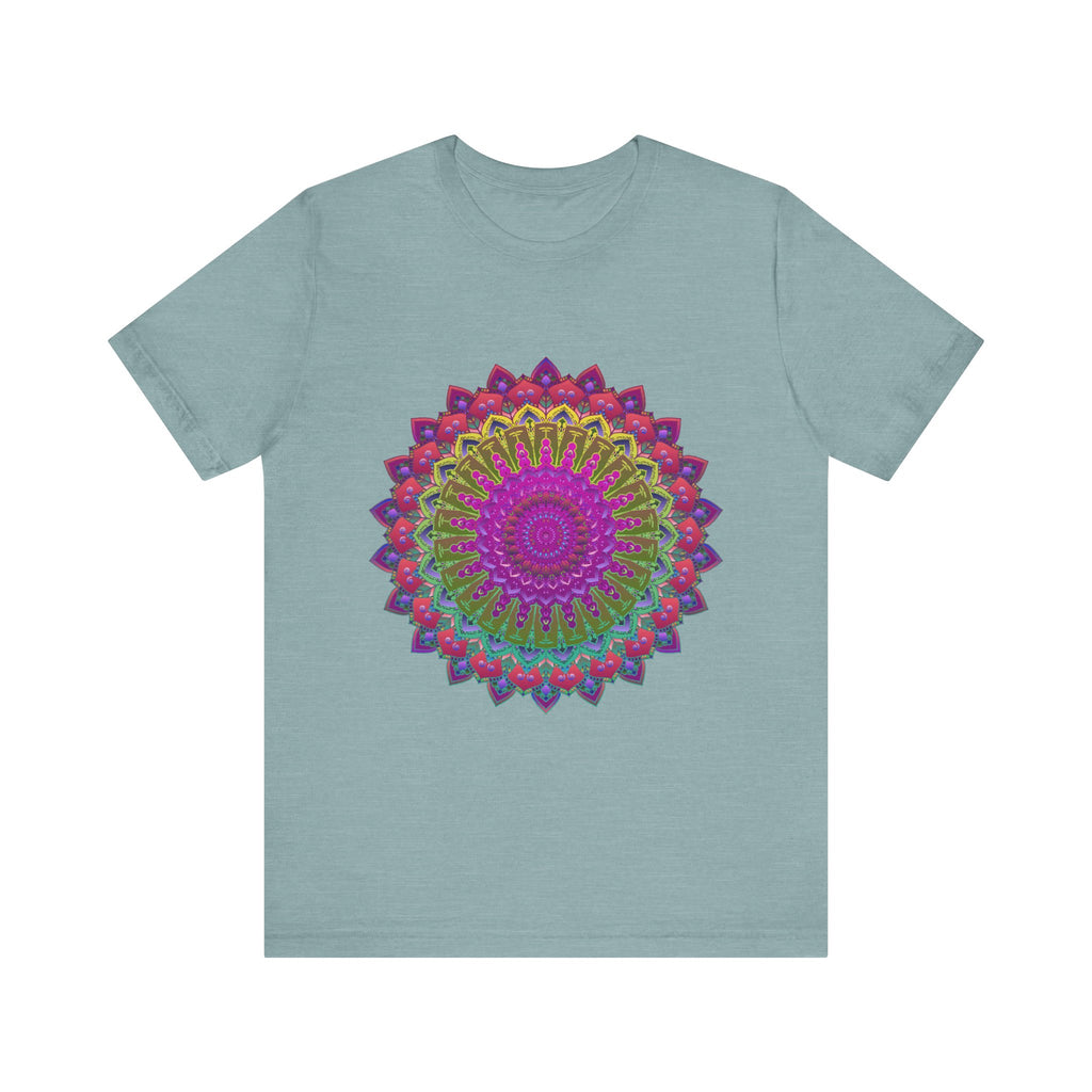 Vibrant Mandala Tee - Colorful Spiritual Art, featuring intricate geometric patterns and vibrant colors, perfect for yoga and meditation practices