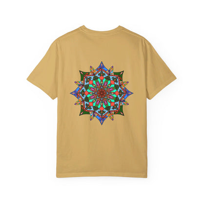 Unisex Mandala T-Shirt featuring intricate hand-drawn mandala art, made from 100% ring-spun cotton and garment-dyed for extra comfort