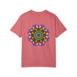 Unisex Mandala T-Shirt featuring hand-drawn mandala art on 100% ring-spun cotton, garment-dyed for extra comfort
