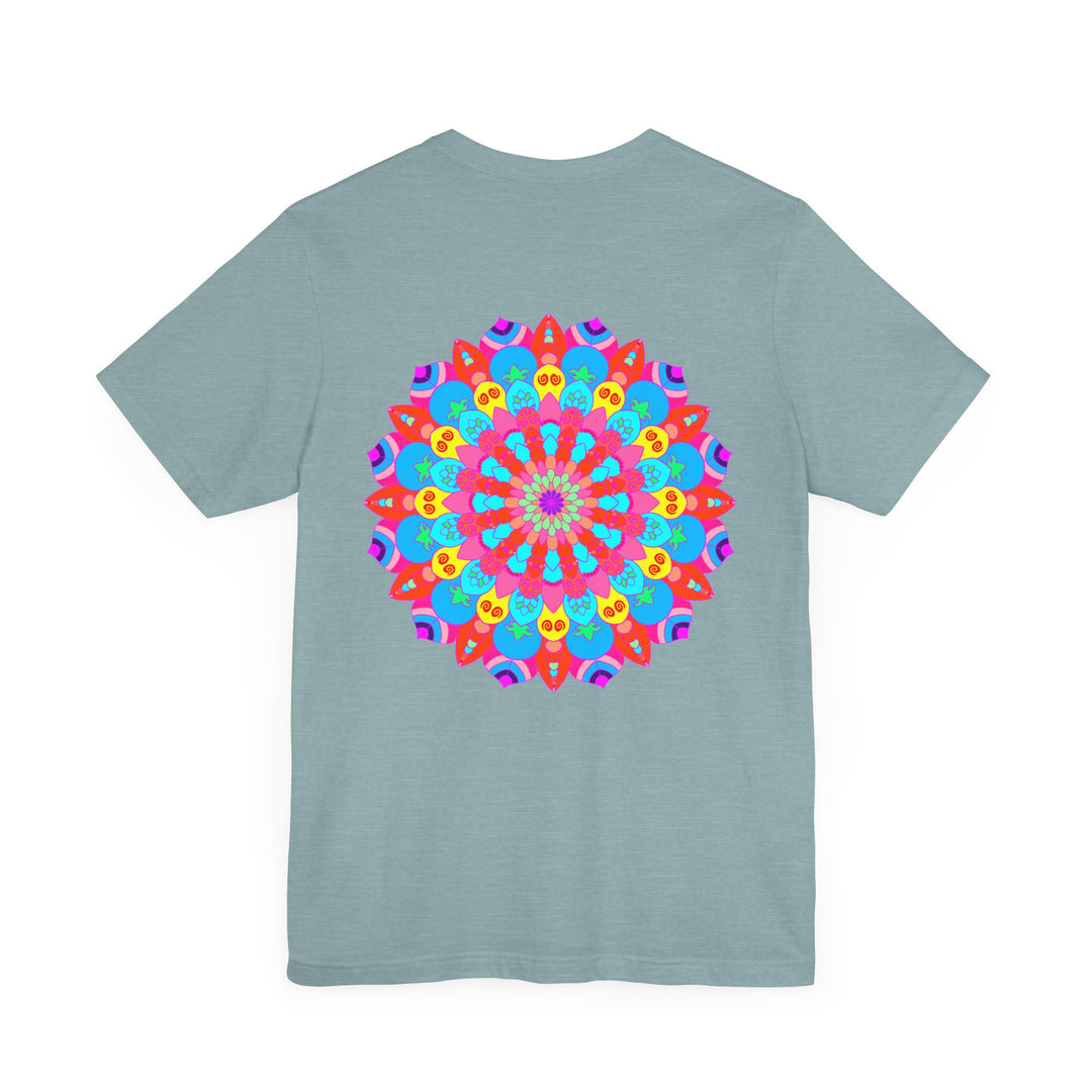 A vibrant and intricate mandala design adorns this tee, representing spiritual peace and harmony in its beautiful, colorful patterns