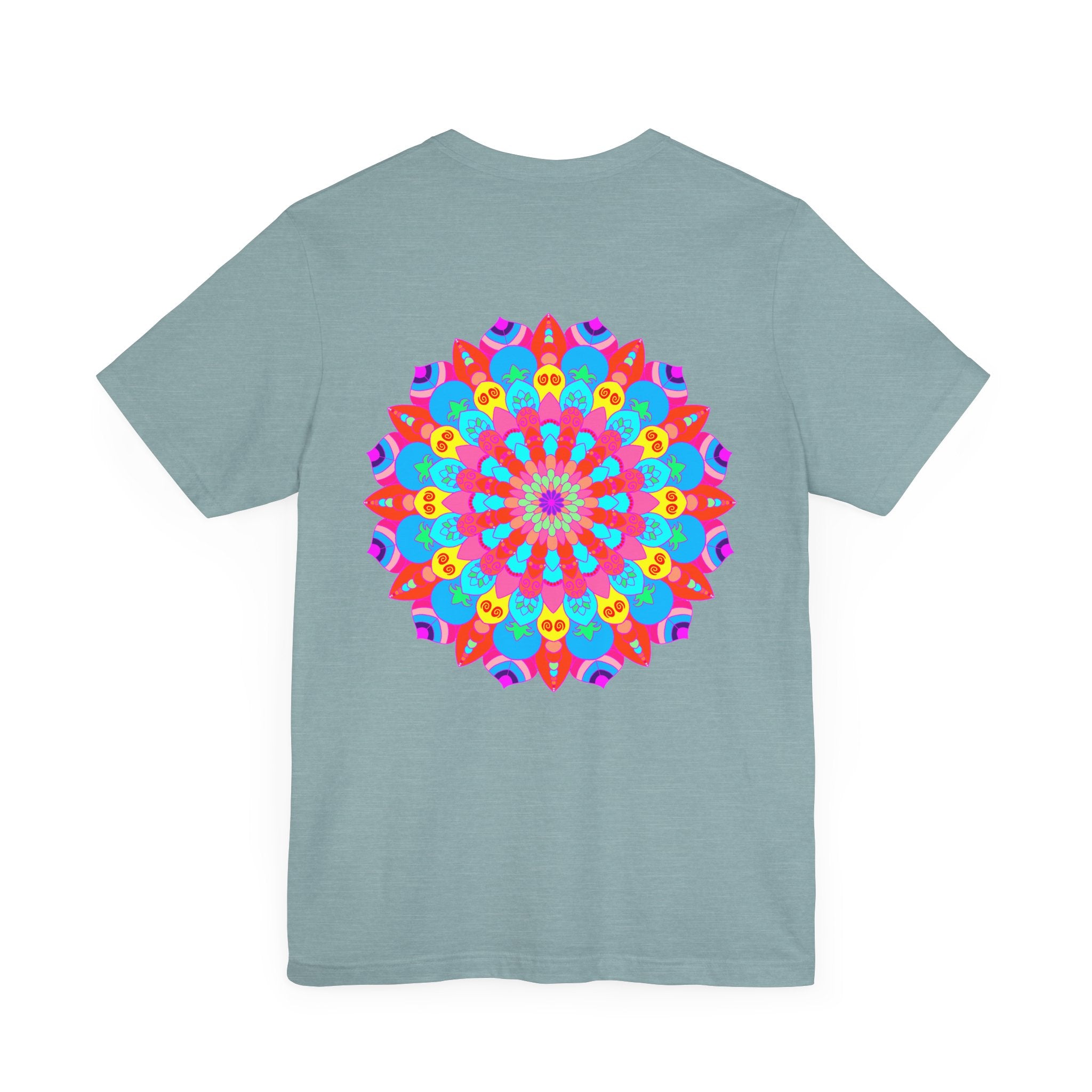 A vibrant and intricate mandala design adorns this tee, representing spiritual peace and harmony in its beautiful, colorful patterns