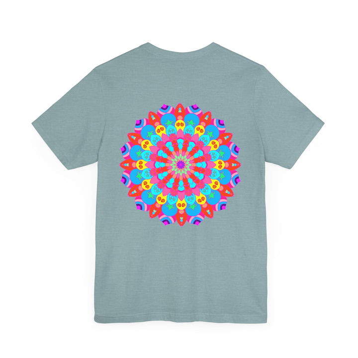 A vibrant and intricate mandala design adorns this tee, representing spiritual peace and harmony in its beautiful, colorful patterns