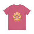 Vibrant colored floral mandala tee with intricate design and bold, eye-catching hues