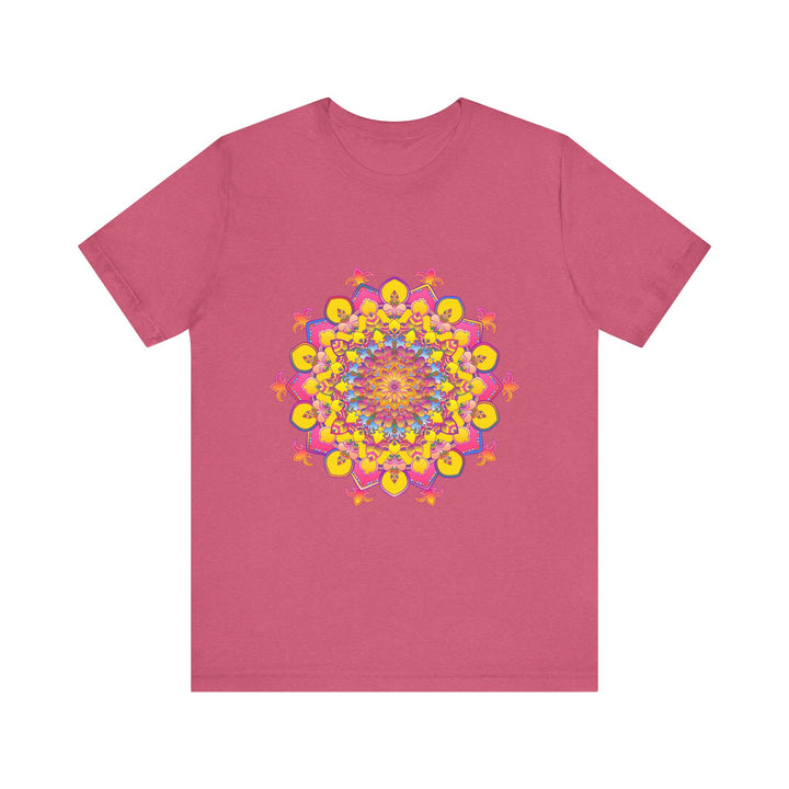 Vibrant colored floral mandala tee with intricate design and bold, eye-catching hues