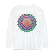 Colorful and intricate design adorns this unisex long sleeve t-shirt with vibrant mandala print