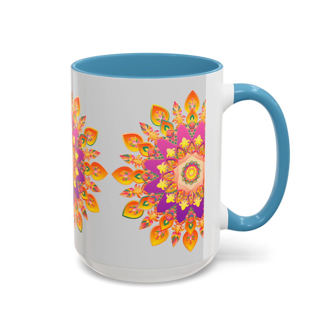 Classy mandala art mug with colorful floral patterns and vibrant colors