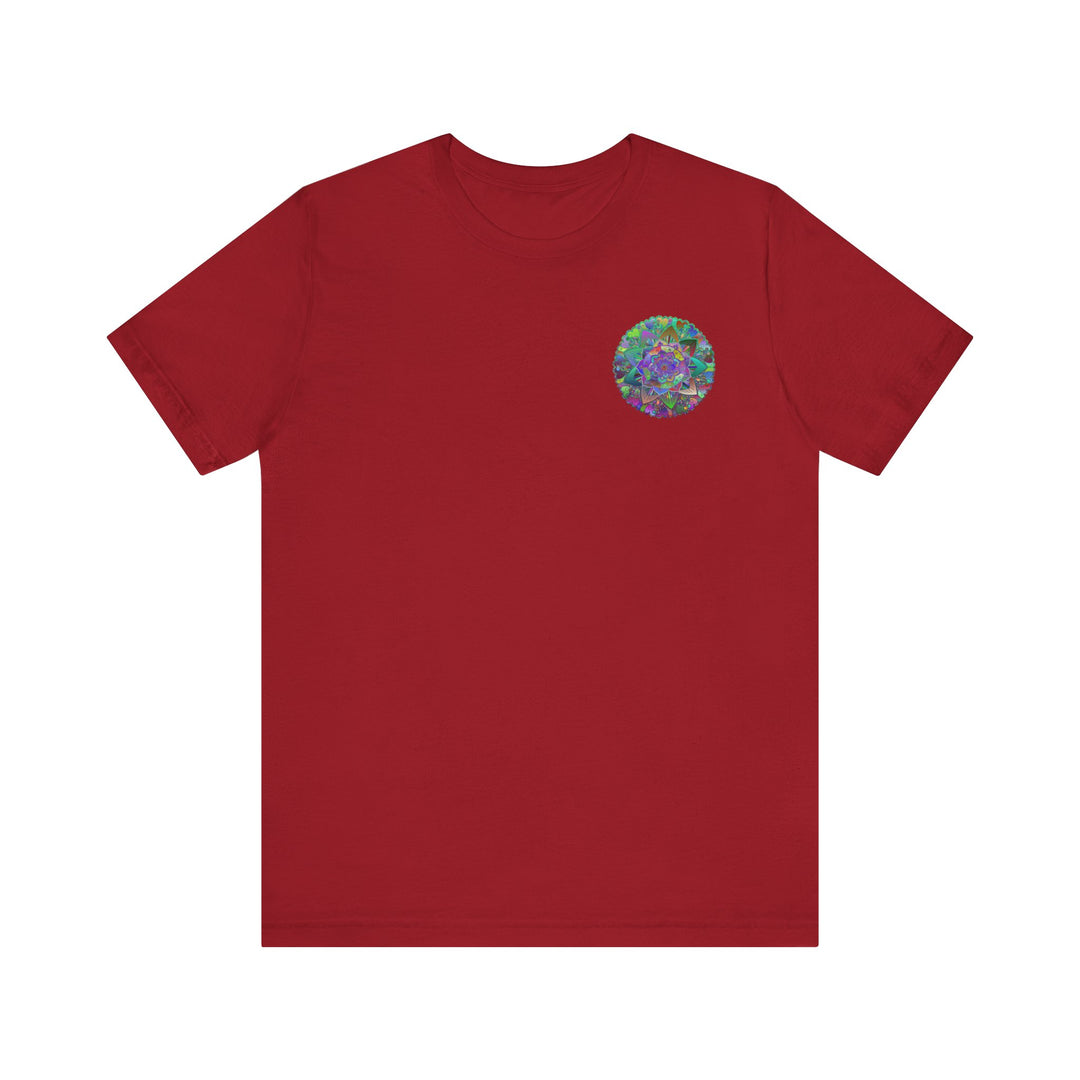 Vibrant mandala t-shirt with intricate floral design and vibrant colors