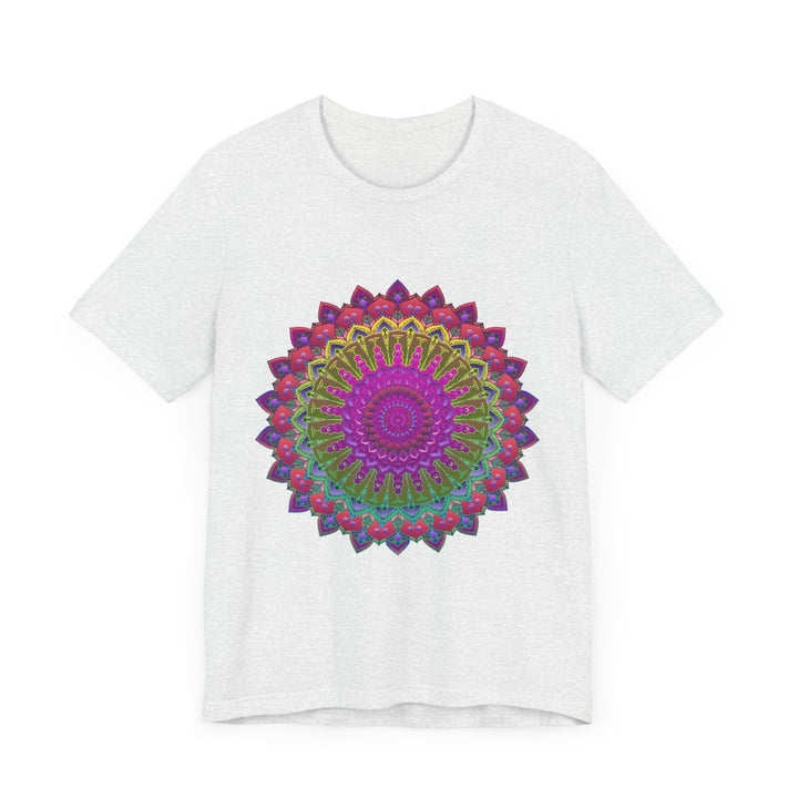 A vibrant and colorful mandala tee with spiritual art design