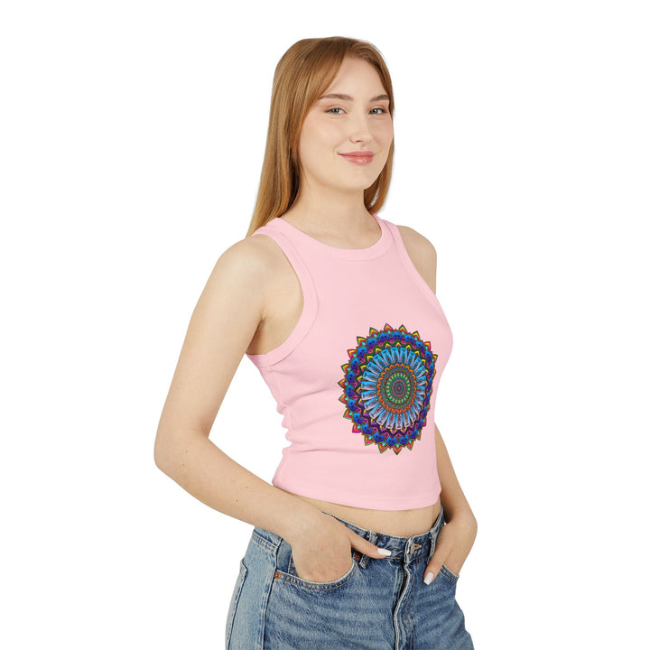 Colorful and intricate mandala design tank top for women's activewear