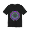 Beautiful purple and green mandala tee with intricate and detailed design