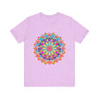 Colorful mandala flower t-shirt featuring psychedelic art design for a vibrant and unique fashion statement