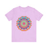 Colorful mandala flower t-shirt featuring psychedelic art design for a vibrant and unique fashion statement