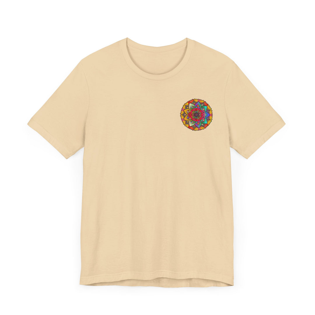 A vibrant and intricately designed Mandala Peace & Harmony T-Shirt featuring a colorful spiritual motif