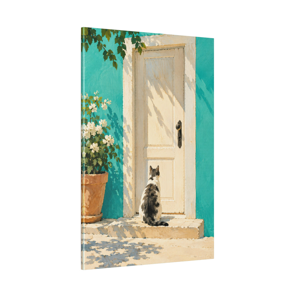Sunlit Doorway Cat Canvas Wall Art
