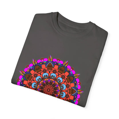 Unisex Mandala T-Shirt made of 100% Ring-Spun Cotton, featuring Hand-Drawn Mandala Art and Garment-Dyed for Extra Comfort