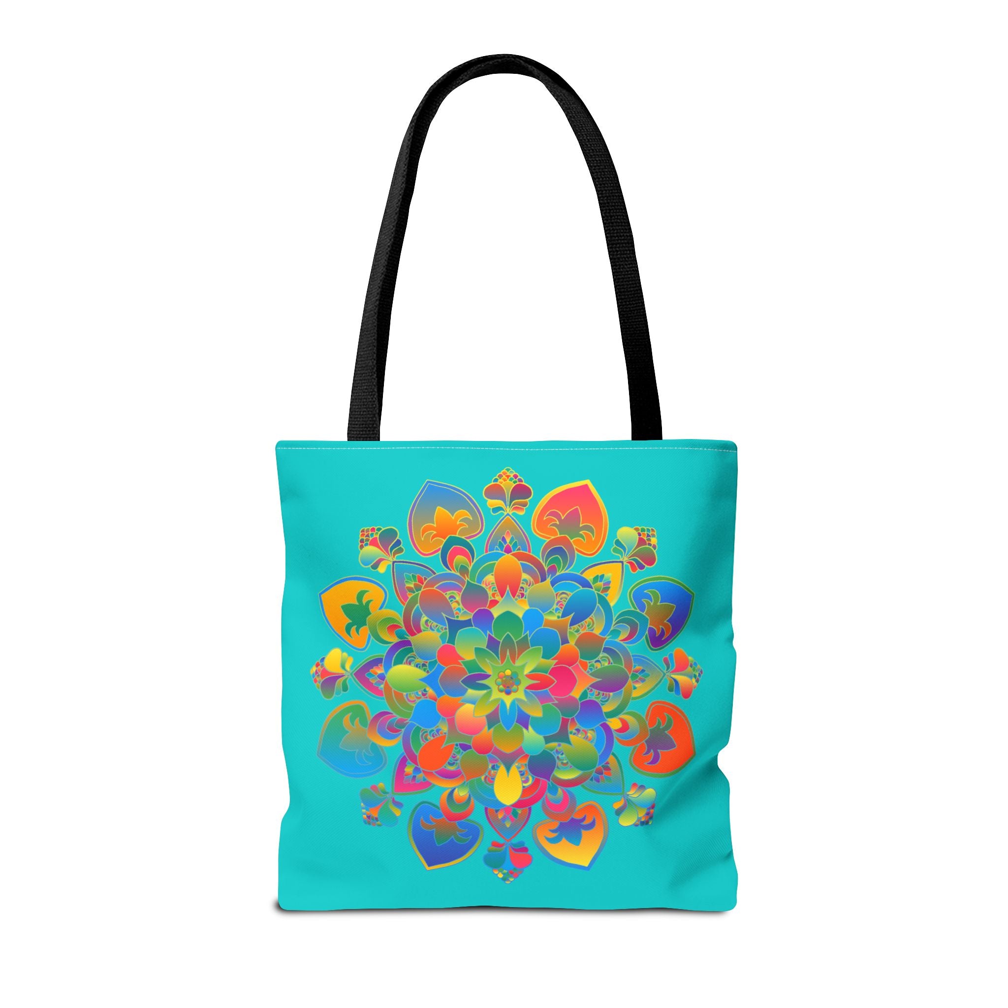 Beautiful azure blue Mandala Lotus Tote Bag with intricate design