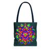 Colorful Mandala Mystical Nature Tote Bag with intricate design and vibrant hues