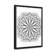 Handmade black and white mandala art on gallery canvas wraps with vertical frame