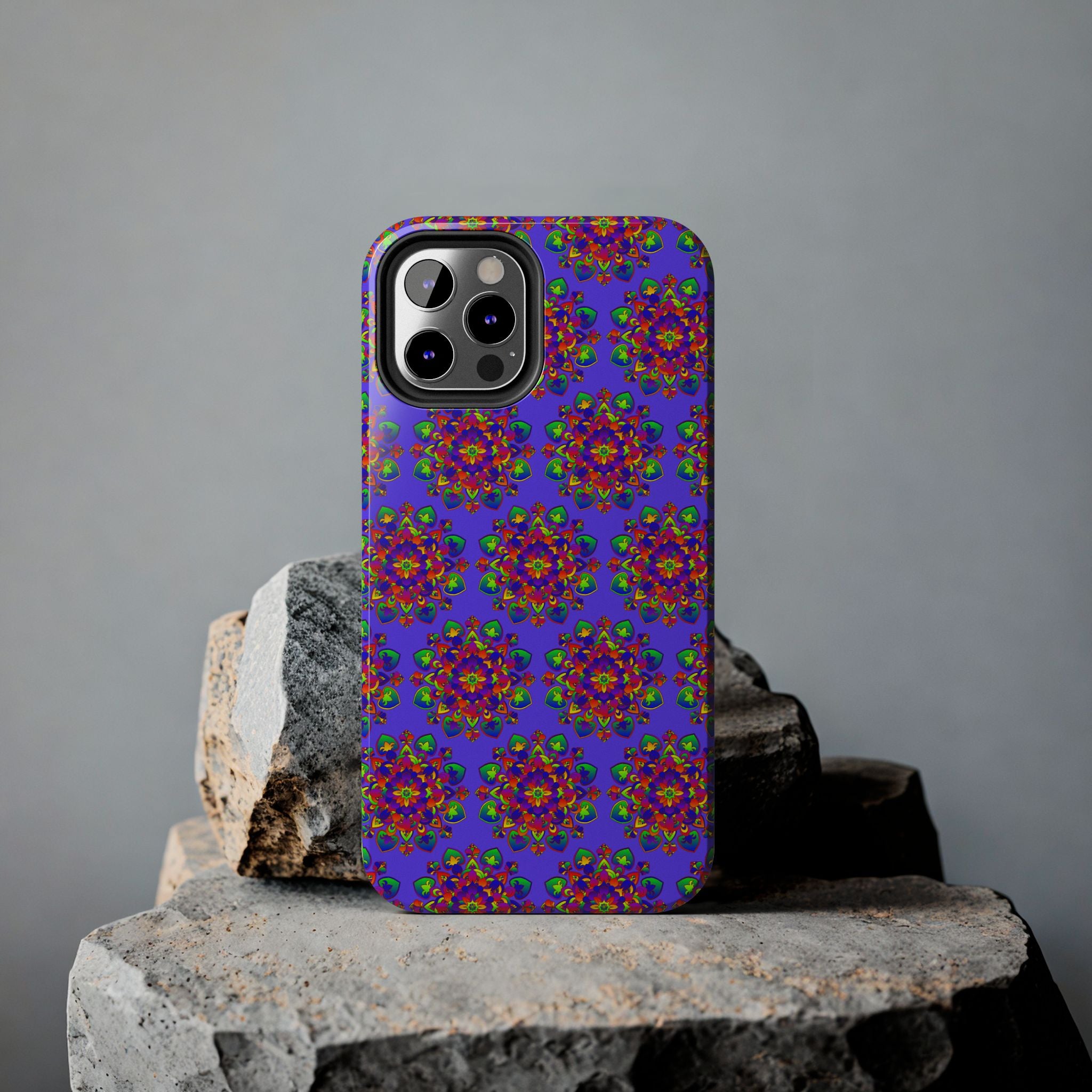 Tiled Hand Drawn Mandala Rainbow Phone Case - Standard alt text 58