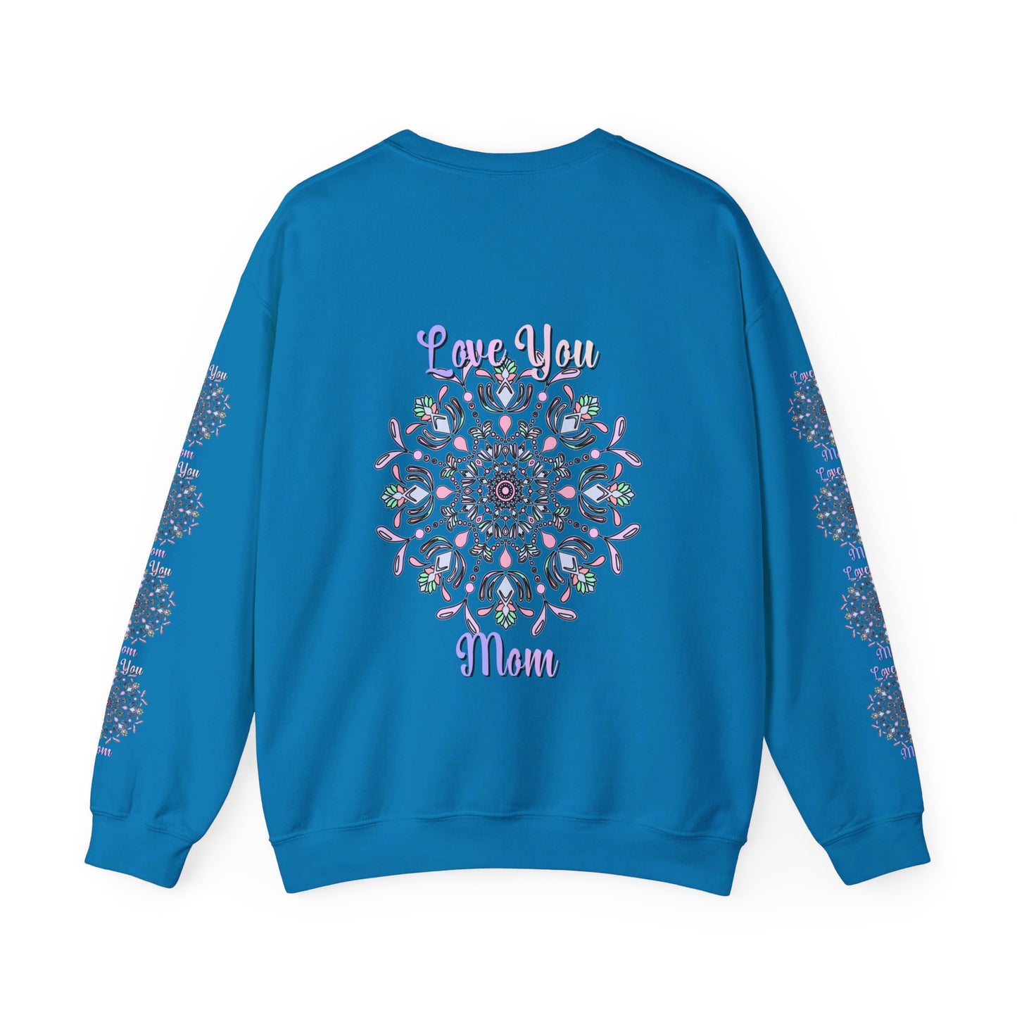 Cozy and stylish unisex crewneck sweatshirt featuring 'Love You Mom' design, perfect birthday gift for mom