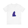 A vibrant and eye-catching t-shirt featuring a mysterious black cat design