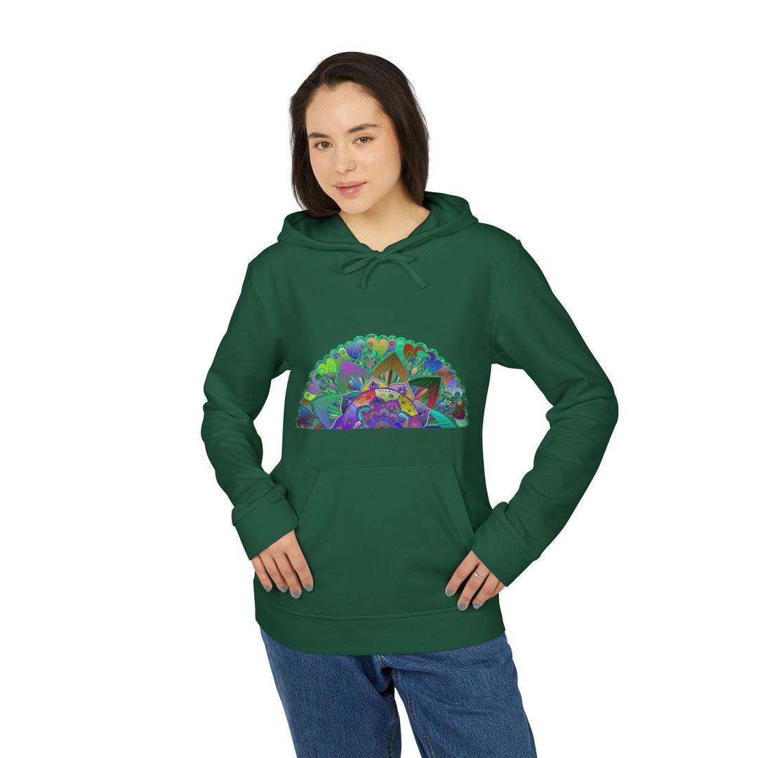 Psychedelic Mandala Adidas Fleece Hoodie in blue and purple