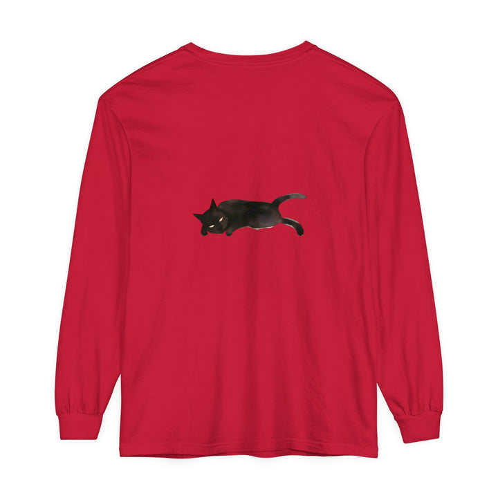 Cozy unisex t-shirt with a charming sleeping black cat print