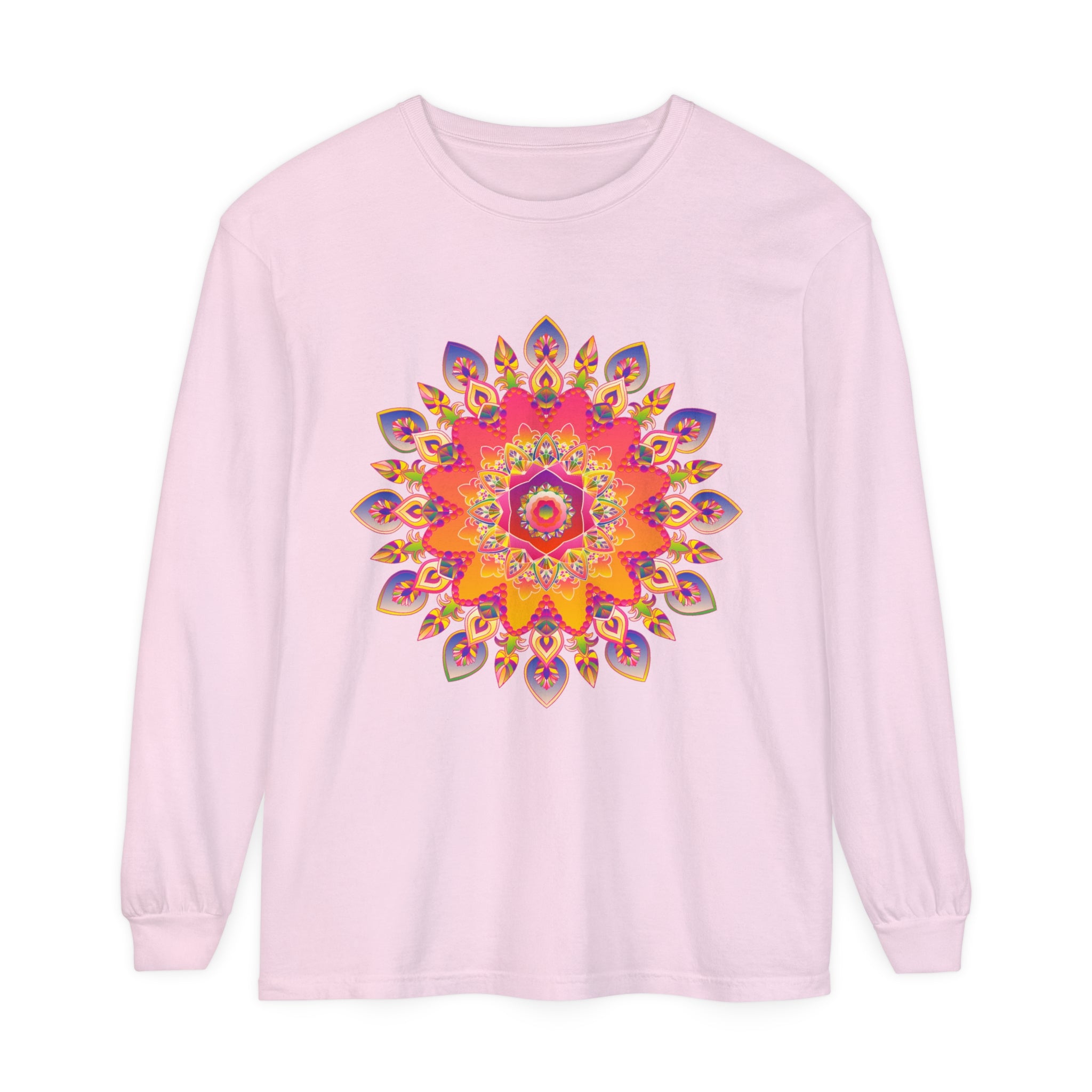 Colorful and intricate mandala design long sleeve t-shirt for men and women