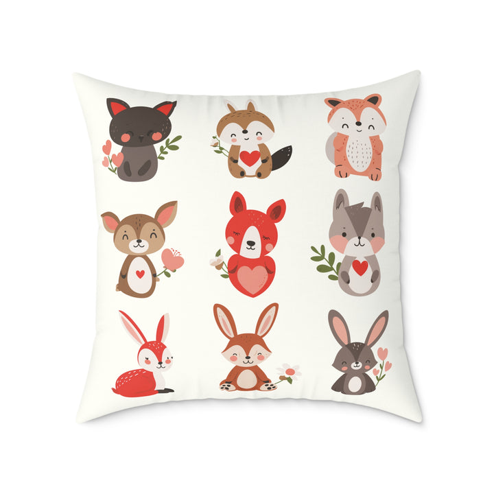 Whimsical Animal Print Pillow, Cozy Home Décor, Gift for Animal Lovers, Nursery Accent, Cute Throw Pillow, Seasonal Decoration