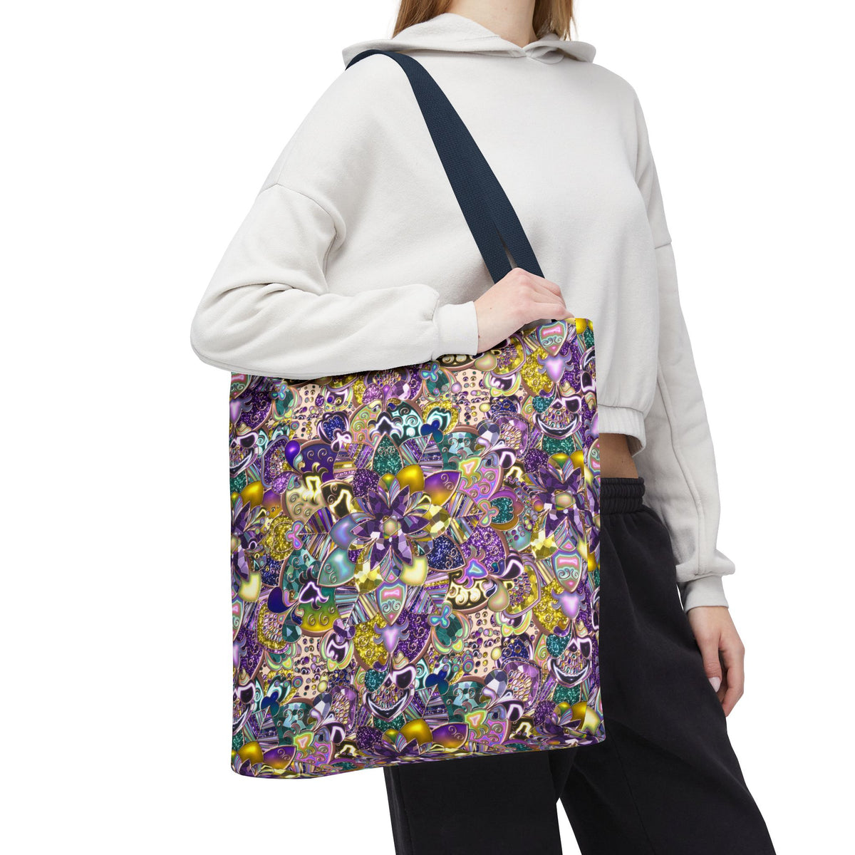 Colorful Purple Floral Pattern Tote Bag