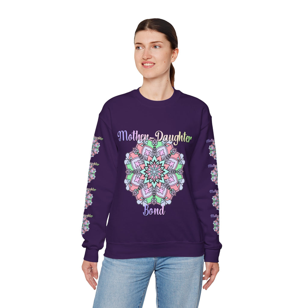 Felpa Girocollo Legame Madre-Figlia — Regalo di Famiglia Mandala Floreale