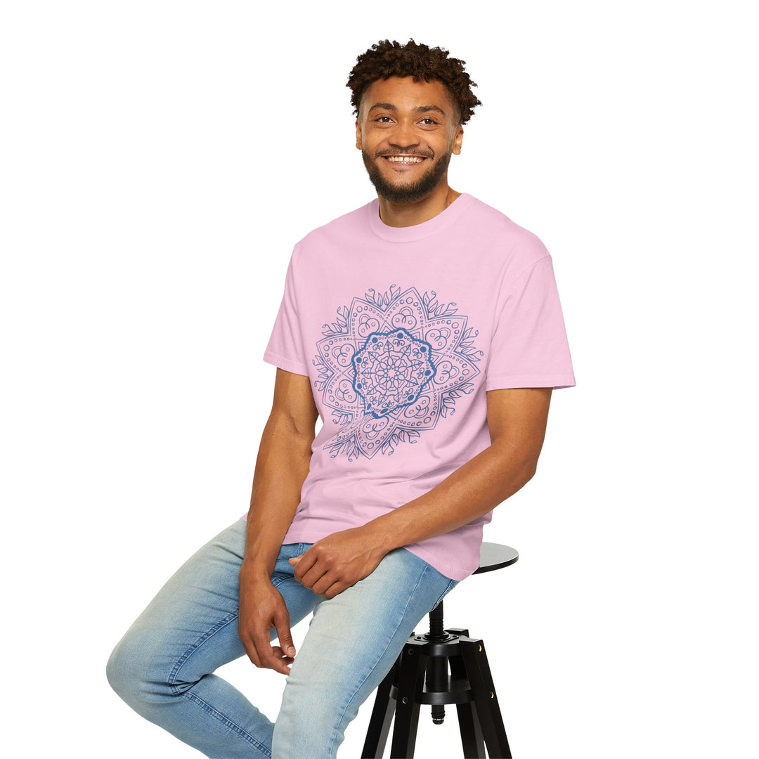 Handmade Mandala Art Tshirt - Unisex Garment-Dyed Tee with intricate design