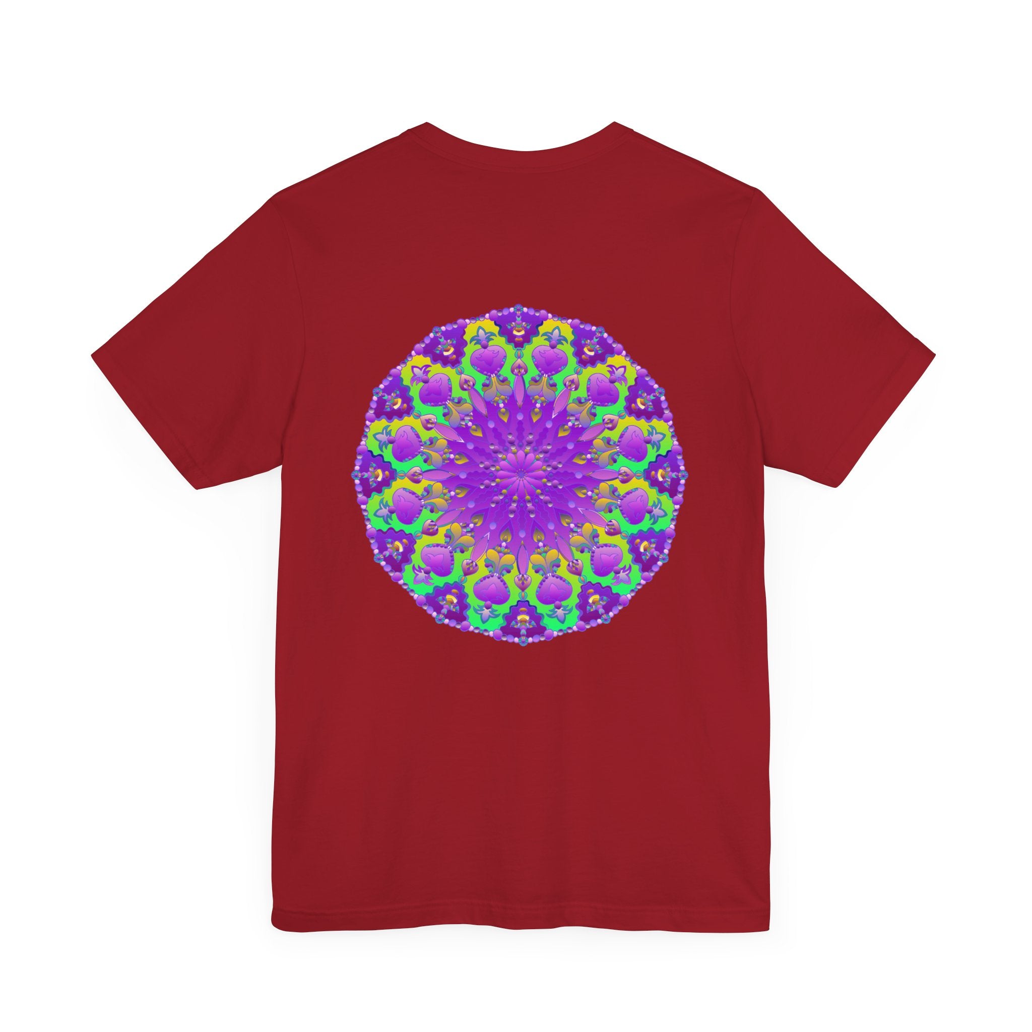 Beautiful purple mandala tee featuring intricate spiritual design for peace and harmony