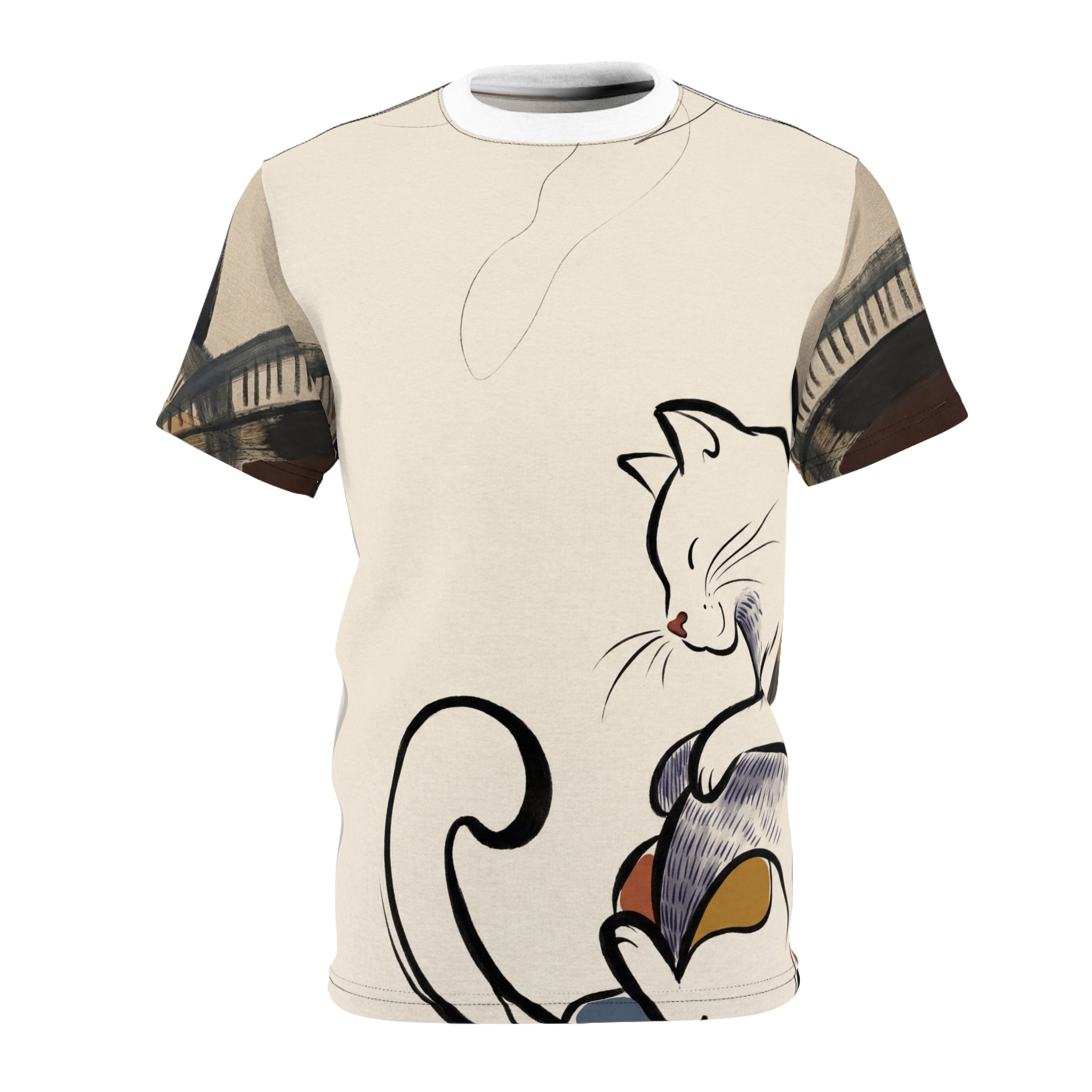 Introvert Cat Curled Minimal Line Art