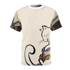 Introvert Cat Curled Minimal Line Art