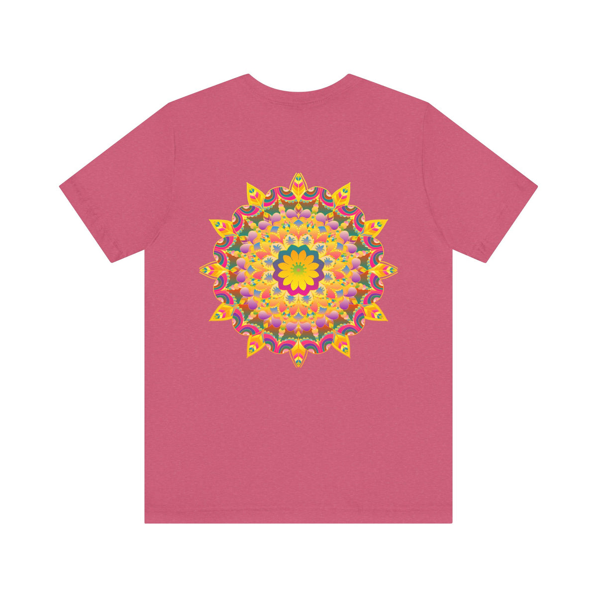 Vibrant Mandala Tee - Peace & Harmony: A colorful and intricate mandala design, representing peace and harmony, on a comfortable and stylish t-shirt