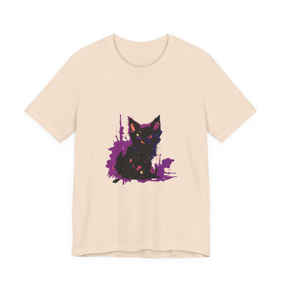 Black Cat Mystery - Purple Paint Splatter T-Shirt