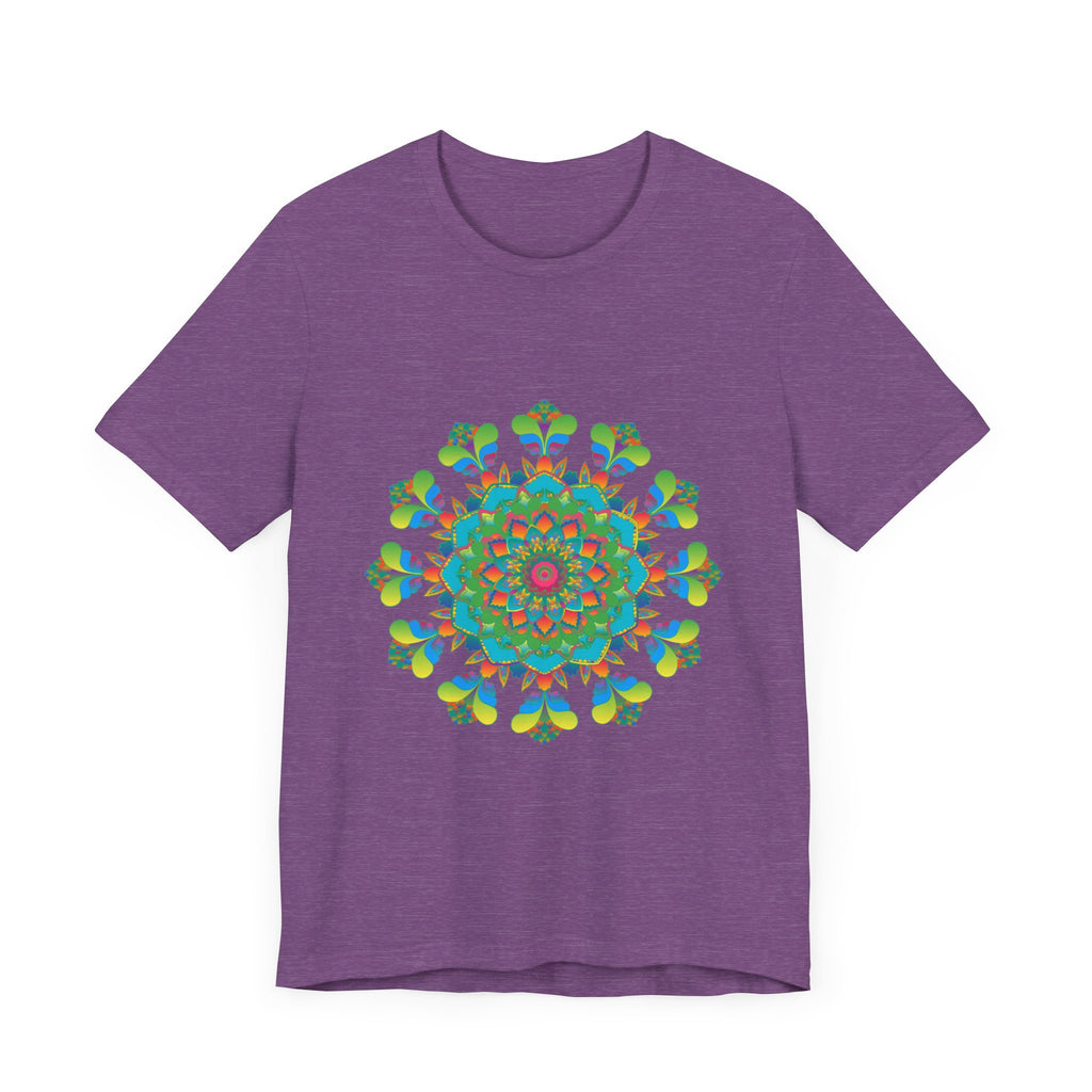 Colorful tie dye t-shirt featuring a psychedelic mandala design in vibrant hues