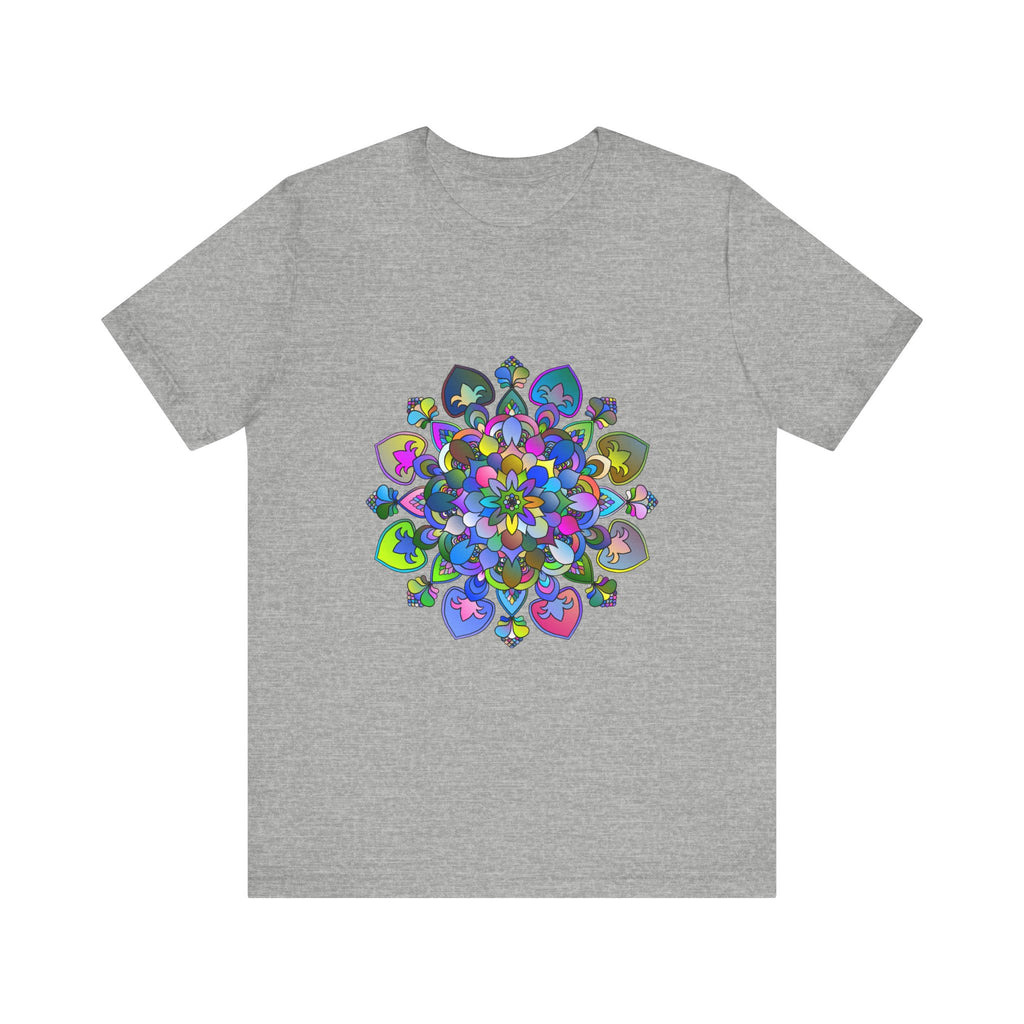 Handcrafted vibrant mandala t-shirt featuring intricate and colorful art design